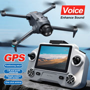 YL059 GPS Drone with Screen Remote Control – Brushless Motor, Obstacle Avoidance, One-Key Airdrop RC Quadcopter for Adults, 2 Batteries.