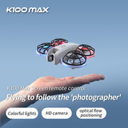 K100 Mini Drone with Screen Controller with SD Card, Two-batteries, Optical Flow Positioning, All-round Protection for Flight Paddles, Suitable for Beginner.
