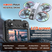 Big-Size K200 Max Drone with 4.8-Inch Screen Controller with SD Card, Two-batteries, Brushless Motor, Optical Flow Positioning, with Black Outdoor Carrying Case.