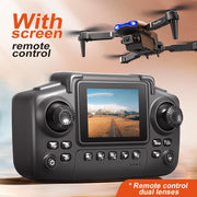 E99 Drone with Screen Controller, Two-batteries, Altitude Hold, One Key Take Off/Landing, Active Obstacle Avoidance. with Black Outdoor Carrying Case.