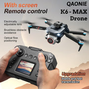 K6 Max Drone with Screen Controller with SD card, Brushless Motor, 2 batteries, Waypoint Fly, Optical Flow Localization, Active Obstacle Avoidance, One Key Take Off/Landing.