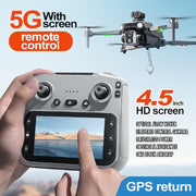 K19 GPS Drone with 4.5-inch Screen Controller with SD card, Unmanned Aerial Vehicle Airdrop, Brushless Motor, Optical Flow Localization, Active Obstacle Avoidance, 2 batteries.