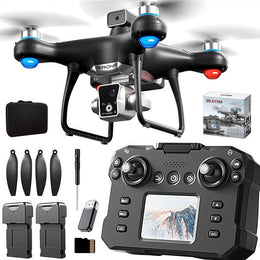 KY102 Drone with Screen Controller with SD card, Brushless Motor, Optical Flow Localization, Active Obstacle Avoidance, 2 batteries, One Key Take Off/Landing.
