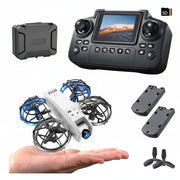 K100 Mini Drone with Screen Controller with SD Card, Two-batteries, Optical Flow Positioning, All-round Protection for Flight Paddles, Suitable for Beginner.