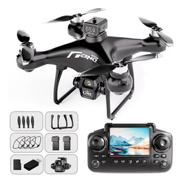 E55 Air Drone with Screen Controller with SD Card, Two-batteries, Optical Flow Positioning, Speed Adjustment Suitable for Beginner.