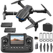 E99 Drone with Screen Controller, Two-batteries, Altitude Hold, One Key Take Off/Landing, Active Obstacle Avoidance. with Black Outdoor Carrying Case.