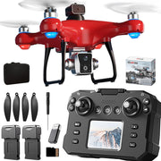KY102 Drone with Screen Controller with SD card, Brushless Motor, Optical Flow Localization, Active Obstacle Avoidance, 2 batteries, One Key Take Off/Landing.